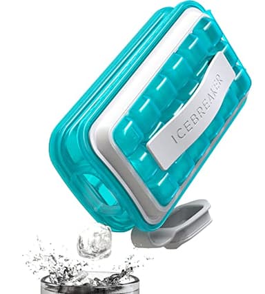 Ice Cube Tray with Lid - NO SPILL Innovative Patented Ice Tray for Freezer - NO TOUCH Silicone Ice Cube Tray for Freezer - This Ice Maker Makes 18 Cubes/Serv and 54/Day - Ice Cube Mold by ICEBREAKER