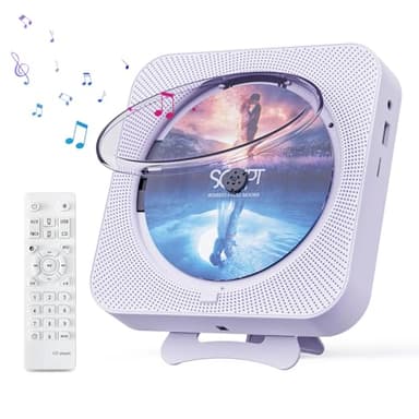 MICOCIOUS Portable CD Player with Bluetooth Desktop CD Player for Home CD Music Players with Remote Control,Timer,Built-in Dual Speakers with LED Display Home Audio Boombox FM Radio (Purple)