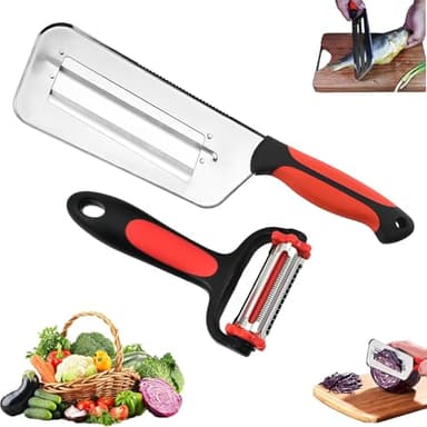 Stainless Steel Shredder Knife, Stainless Steel Cabbage Shredder, Kitchen Knife with Sharp Blades for Slicing, Grating & Shredding (2 Pcs）
