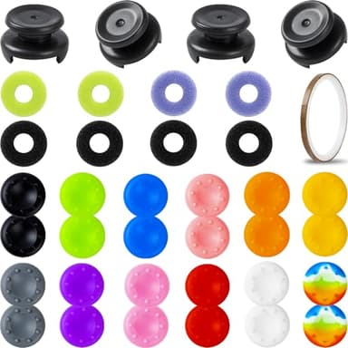 Controller Accessories for PS5 Thumb Grips Joystick caps w/high thumbstick Extender, Joystick Replacement Covers, Analog Stick Precision Rings, aim Boost kit Stuff attachments for PS4 Solid Color