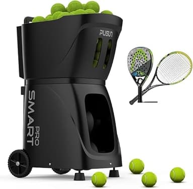 PUSUN - Smart Tennis Ball Machine PT-Smart PRO - 100+ Ball Capacity, Full APP Control, Internal Spin Serve, Ideal for Training & Matches (Black)