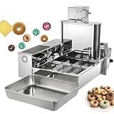 Digital Donut Fryer, 4 Row Commercial Automatic Donut Machine 1800Pcs/H, Doughnut Fryer, Adjustable Thickness Auto Flip, 304 Stainless Steel Donut Maker Machine for Restaurants and Bakeries