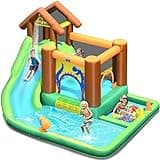 BOUNTECH Inflatable Water Slide, 6 in 1 Kids Water Park Bounce House Combo for Outdoor Fun w/Splash Pool, Climbing Wall, Blow up Water Slides Inflatables for Kids Backyard Gift Present