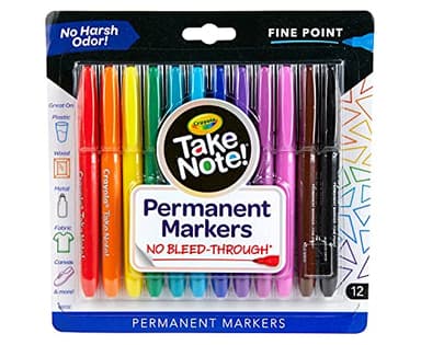 Crayola Take Note Permanent Markers, Fine Point, School Supplies, 12 Count