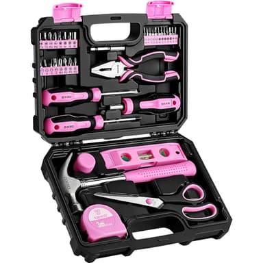 DEKOPRO Tool Set for Women: Pink Tool Set for Home Repair, Womens Tool Kit for All Purpose 42 Piece