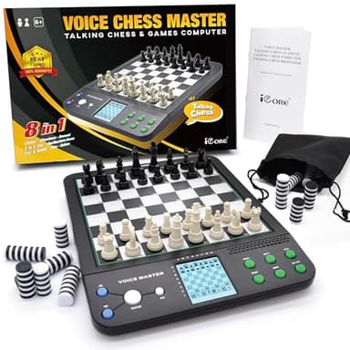 iCore Electronic Chess Set Pro Black : Voice Guide, 30 Levels, 100 Teaching Exercises, Learning Mode for All Ages