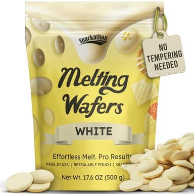 Snackathon Melting Wafers, White Compound Chocolate Coating, 17.6 OZ Resealable Bulk Bag, Smooth & Creamy Candy Melts for Baking, Dipping, Molding & Decorating Desserts