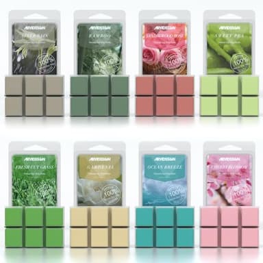 ARVIDSSON Spring Scented Wax Melts, Natural Soy Wax Cubes for Wax Warmer, Strong Scent Fragrance Wax Tarts, Candle Melts Gift Set - After Rain, Fresh Cut Grass, Ocean Breeze, Gardenia and More