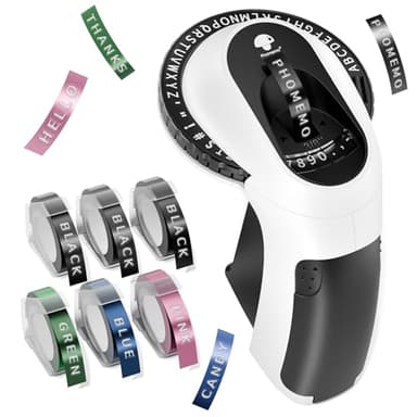 Phomemo Embossing Label Maker, Scrapbook Supplies, Vintage Embossed Label Maker for Junk Journal, Retro Embosser Labeler for Old School Label Makers Waterproof for Home Office Kids DIY Crafting -Black