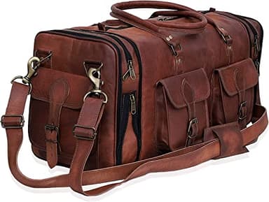 Handmade Vintage Travel Luggage 30 Inch Duffel Gym Sports Bag Weekender Travel Overnight Carry One Duffel Bag For Men (32 inch large)