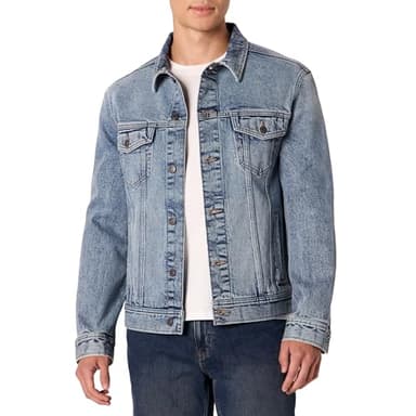 Amazon Essentials Men's Regular-Fit Low Stretch Denim Jacket, Tinted Light Wash, XX-Large