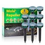 Upgrade(8)green Mole Repellent for lawns Gopher Repellent Ultrasonic Solar Powered Snake Repellent Deterrent Mole Repeller Vole Repellent Outdoor Lawns Garden Yard All Pests Sonic Spikes Stakes Chaser