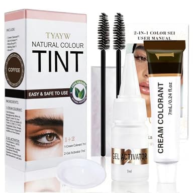 Lash Color Kit, Instant Eyebrow & Eyelash Color Set with Natural Ingredients, Temporary Brow & Lash Color for Home DIY, Safe & Easy for Beginner, 7ml-Coffee