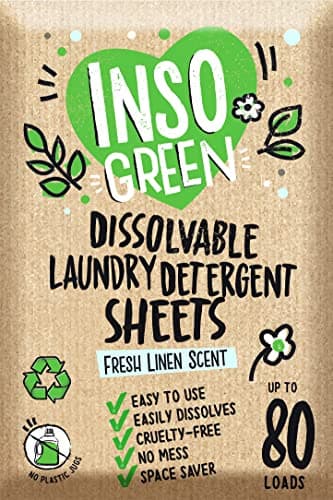 Eco Laundry Detergent Sheets - 80 Loads Laundry Sheets Detergent - 40 No Plastic Jug Washer Soap Sheet - No Mess & Space-Saving Travel Friendly Laundry Detergent