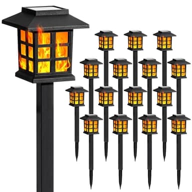 GIGALUMI Solar Lights for Outside,16 Pack Flickering Flame LED Solar Outdoor Lights, Waterproof Garden Light Maintain 10 Hours of Lighting for Christmas, Garden, Landscape, Path, Yard, Patio