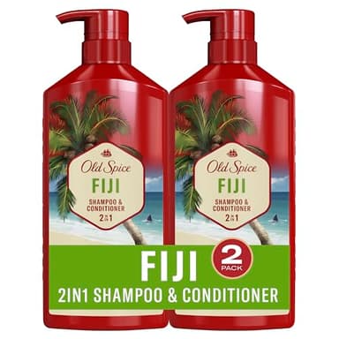 Old Spice Fiji 2-in-1 Shampoo and Conditioner Set for Men, Coconut & Tropical Wood Scent, Healthier, Fuller, More Moisturized Looking Hair, 21.9 Fl Oz Each, Twin Pack