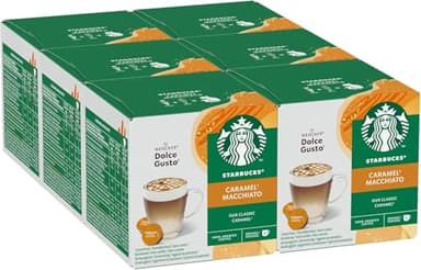 Starbucks Caramel Macchiato Coffee Pods by NESCAFÉ Dolce Gusto (Pack of 6, Total 72 Pods)