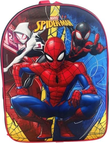 Ruz Spider-Man Kid's Licensed 15 Inch School Bag Backpack (Black-Red-Blue)