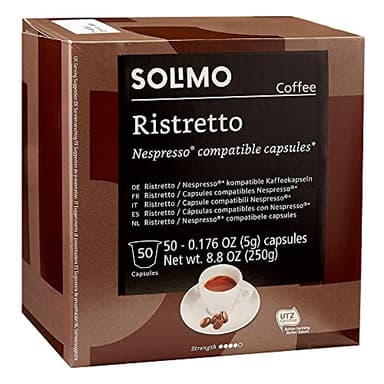 Amazon Brand - Solimo Ristretto Capsules, Dark Roast, Compatible with Original Brewers, Pack of 1x50 Capsule (50 count)