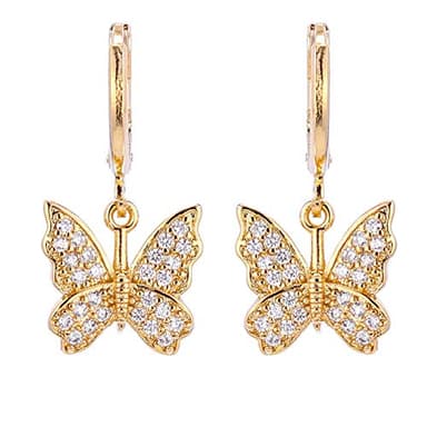 INENIMARTJ Butterfly Earrings Butterfly Dangle Earrings Gold Small Crystal Hoop Earrings for Women
