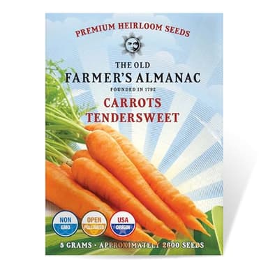 The Old Farmer's Almanac Heirloom Carrot Seeds (Tendersweet) - Approx 2600 Seeds - Non-GMO, Open Pollinated