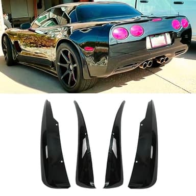 PFRREOR XL Extended Front Rear Rock Splash Guard Mud Flaps for Chevy 1997-2004 Corvette C5 All Models Extension Wheel Fender Mudguard 4PCS (Glossy Black)