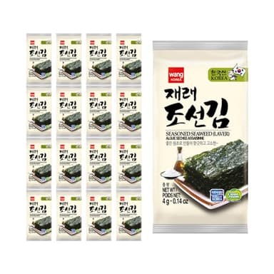 Wang Korean Seaweed Snacks Original - Crispy Roasted Seaweed Sheets, Healthy Sea Weed Snack, Keto, Vegan, Gluten-Free - Pack of 16