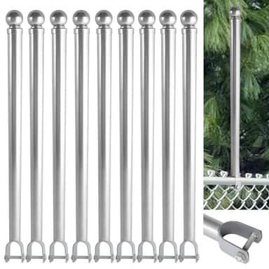GRELWT 9 Pack 1-3/8" Chain Link Fence Extender, 25.2" Extension Height, U Bracket Design Patented Product, Galvanized Steel for top of Fence for Dogs and Privacy
