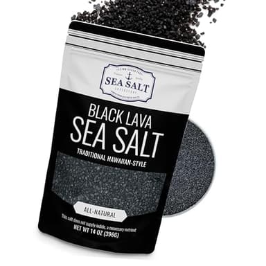 Black Lava Hawaiian Sea Salt Infused with Activated Charcoal – Hawaiian-Style Black Salt for Seasoning, Grilling, & Finishing with a Mild, Smoky Flavor – 14 Oz Bag