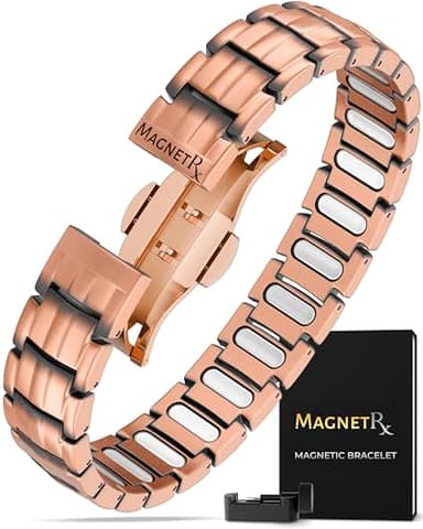 MagnetRX® Magnetic Copper Bracelet for Men — EllipseMAX 5X Strength 5,000 Gauss Magnets — Designed in USA & Patent Pending — Premium Mens Copper Bracelet with Adjustable Length