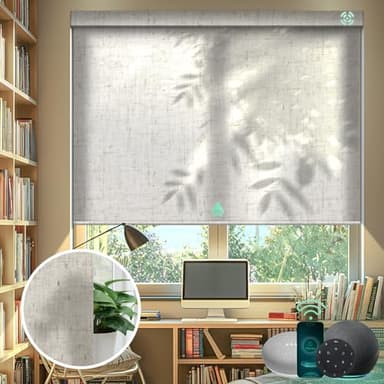 Yoolax Motorized Blinds with Remote, Light Filtering Smart Blinds Work with Alexa Google Home, Automatic Roller Shades for Indoor Windows Living Room, Custom Size (Linen Beige)