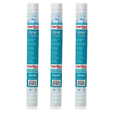 Con-Tact Brand Clear Adhesive Protective Liner to Cover Books and Documents, 13.5-Inches x 5-Feet (Pack of 3)