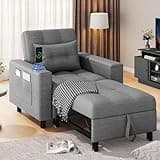 YITAHOME Sleeper Chair Bed for Adults, 3-in-1 Convertible Sofa Fold Out Chair Bed Pull Out Sofa with Wireless, USB and Type C Charging Ports for Living Room Office Bedroom Apartment, Dark Grey