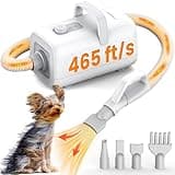 oneisall Dog Dryer,465 ft/s High Velocity Dog Hair Dryer,Quiet Dog Blow Dryer with Adjustable Airflow&Cycling Heating,Dog Dryer for Pet Grooming with 8.86ft Long Hose,Ideal for Quick&Efficient Drying