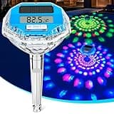 Pircaath 2025 Upgrade Digital Pool Thermometer Floating Easy Read, Solar Pool Thermometer with Light Show, Large Screen Pool Temperature Thermometer, IP68 Waterproof Pool Water Thermometer for Hot Tub