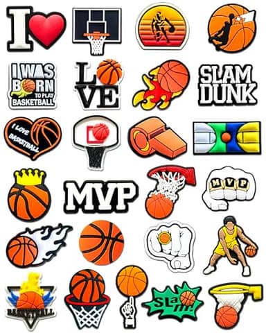 Basketball Croc Charms for Boys,25PCS Sports Shoe Decoration Charms for Clog,Cute Accessories Pins for Party Favors Gift