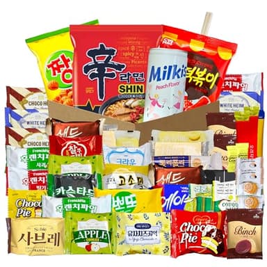 Korean Snack Box 48 Count - Variety of Individually Wrapped Korean Snacks with Chips, Cookies, Ramen and Candy for Kids, Children, College Students, and Adults. Gift Box for K-Food Lovers - Journey of Korea
