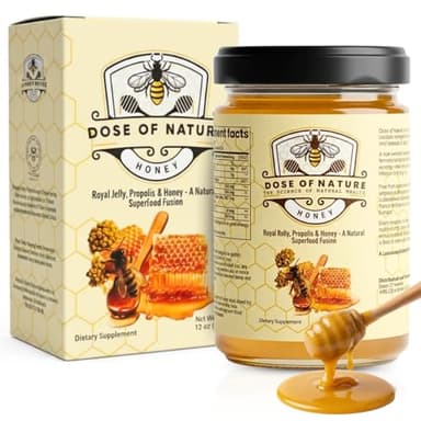 DOSE OF NATURE Raw Honey with Bee Bread | Small Batch, Unfiltered Superfood Honey Pack for Energy & Stamina | Organic Honey for Vitality, Recovery, Immunity & Daily Wellness | Wildcrafted, 50 Servings