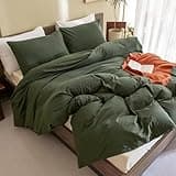 CozyTide Olive Green Comforter Set King (104×90 Inch),100% Cotton Dark Green Bedding Set, 3 Pieces(1 Comforter and 2 Pillowcases) Lightweight Fluffy Comforter Set Ultra Soft
