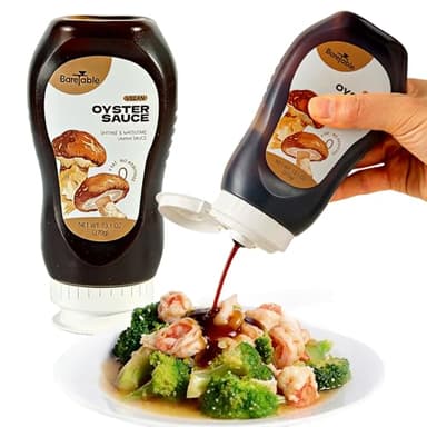 BareTable Oyster Sauce, Matsutake Vegan Oyster Sauce for Cooking, Low Sodium, Non-GMO, No Preservatives/MSG, Stir-frying, Marinating, and Dipping Sauces, 13 Oz Smart Squeeze Bottle