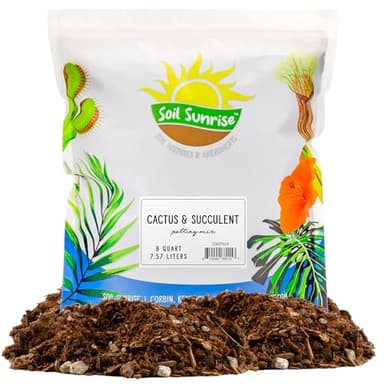 Soil Sunrise Cactus and Succulent Potting Mix (8 Quarts) Special Blend-Fast Draining and Desert-Style Gritty