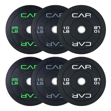 CAP Barbell 100 LB Economy Olympic Bumper Plate Set with Color Logo | Black
