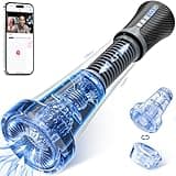 Male Masturbator Penis Pump Enlarger, Transparent Visual Male Sex Toys for Men, APP Control Vibrating Spring & Vacuum Suction with 2 Replaceable Sleeves for Masturbation & Penis Glans Trainer Sex Toy