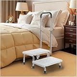 2 Step Stool with Handle for Elderly - Non-Slip Bedside Steps with Adjustable Handrail (450 lbs Capacity)