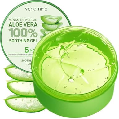 VENAMINE Korean Aloe Vera Soothing & Moisture Gel 100% For Face And Body organic pure aloe vera gel 300ml