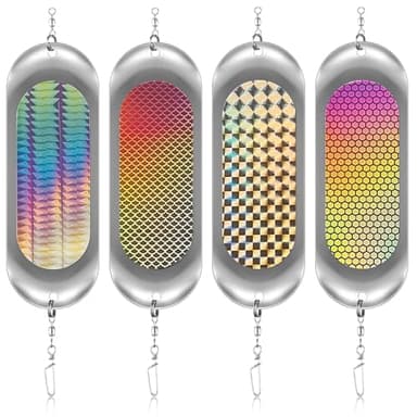Glooglitter 4 Pcs Kokanee Dodger Fishing Dodgers Flashers for Trolling Lure Tackle Salmon Fish (4.5 Inch,Classic Color)