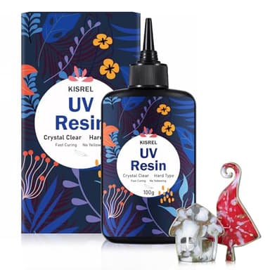 KISREL UV Resin 100g - Upgraded UV Resin Kit, Hard Type Crystal Clear Ultraviolet Curing UV Epoxy Resin for Craft Jewelry Making