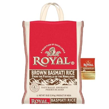 Royal - Authentic Basmati Brown Rice Whole Grain, Naturally Gluten Free and Vegan - 10 Pounds