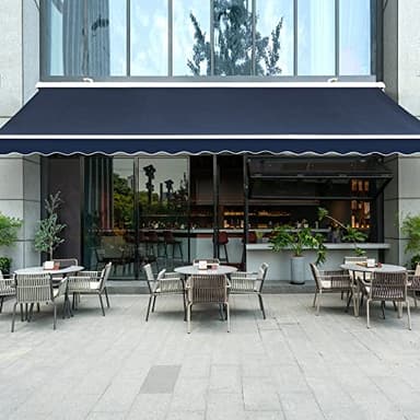 Diensweek Patio Awning Retractable 15'x10', Fully Assembled Motorized Electric Commercial Grade - Quality 100% Dope-dyed Acrylic Window Door Sunshade Shelter - Deck Canopy Balcony (15'x10', Navy Blue)
