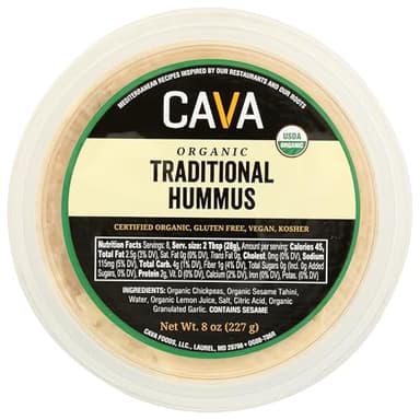 CAVA Organic Traditional Hummus, 8 OZ
